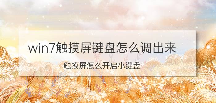 win7触摸屏键盘怎么调出来 触摸屏怎么开启小键盘？